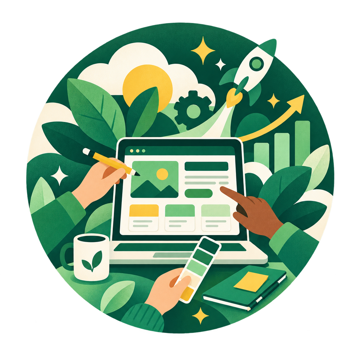 GreenRatingのクリエイティブチームを表すイラスト
